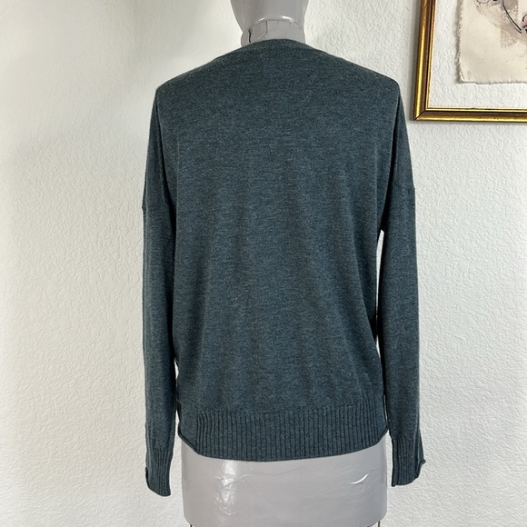 Zadig and Voltaire Brumy Cashmere Perforated Logo V Neck Sweater - Picture 10 of 12